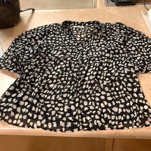 Medium Black & White Sheer Designer Top.